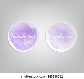 A set of two paper sticker banners with watercolor stains
