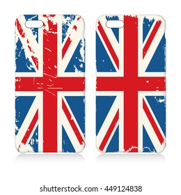 Set of two phone cases with grunge United Kingdom flag. Vector Illustration