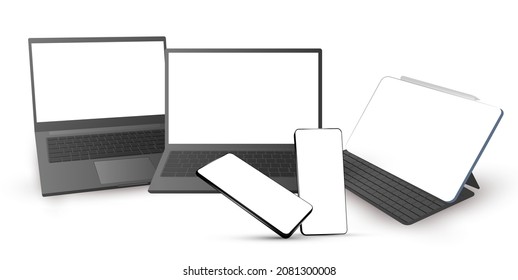 Set of two laptops? phones and tablet mock up for your designs 