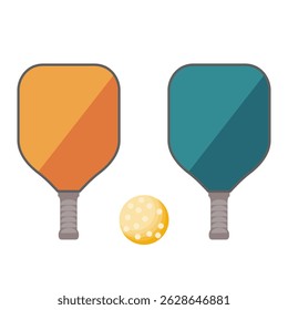 Set of two pickleball paddles and perforated plastic ball