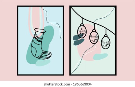Zwei Stücke glücklicher Neujahrskunst und Weihnachtswandkunst. Heilige Weihnachtsmauer-Dekoration. Christliche Wanddekorationen. Kann für Vorlage, Hintergrund und Karte in Set.