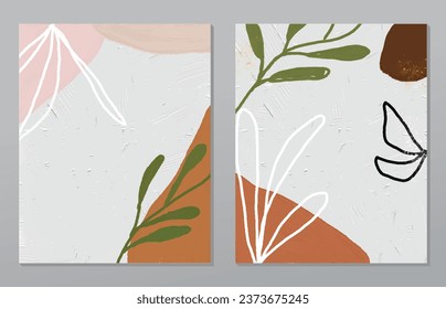 Set two pieces minimal line art flower wall art. Botanical flowers wall print poster. Scandinavian wall decoration home. Can use for wallpaper, wall decor, art deco, background.
