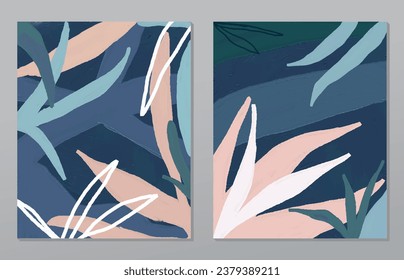 Dos piezas de arte de la línea mínima de arte de la pared de flores. Casa de decoración de paredes escandinavas. Se puede utilizar en papel pintado, decoración en las paredes, arte deco, fondo.
