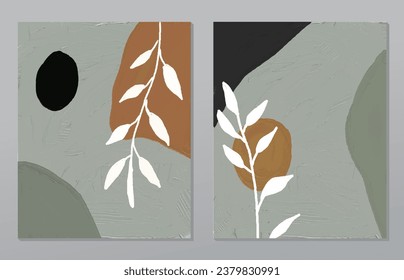 Dos piezas de arte de la línea mínima de arte de la pared de flores. Casa de decoración de paredes escandinavas. Se puede utilizar en papel pintado, decoración en las paredes, arte deco, fondo.
