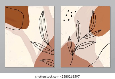 Zwei Stücke minimale Linie Kunstflorentenkunst. Botanische Blumen Wandplakat. Skandinavische Wanddekoration. Kann für Tapeten, Tapeten-Deko, Art-Deco, Hintergrund.
