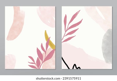Set two pieces minimal line art flower wall art. Botanical flowers wall print poster. Scandinavian wall decoration home. Can use for wallpaper, wall decor, art deco, background.

