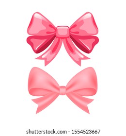 Set Two Pink Bows Without Background Stock Vector (Royalty Free ...