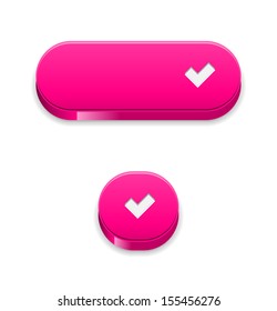 The set of two pink buttons with white accept symbol / The pink accept buttons / The tick button