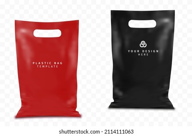 Set of two plastic bags with shadows on transparent background - vector illustration