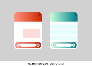 A set of two pop-up online windows. Chat to help the client. Answers to questions. Social online communication concepts chatting