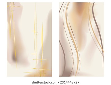 A set of two posters made in warm pastel colors. Hand drawn lines on a blurred background