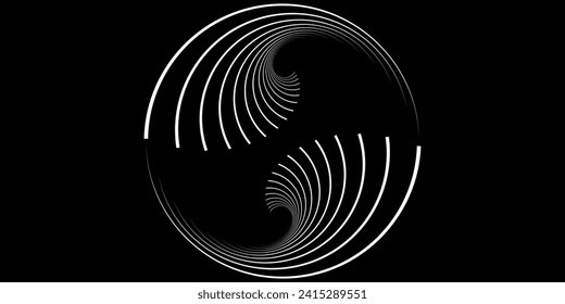 Set of two radial hypnotic spirals, on transparent background	