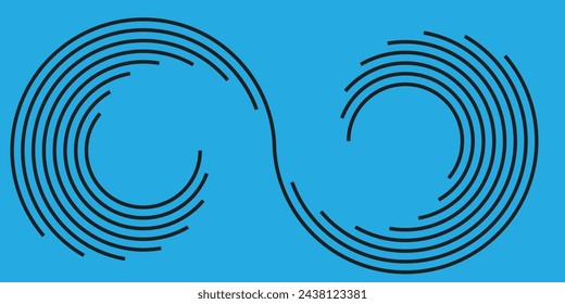 Set of two radial hypnotic spirals, on transparent background 10.