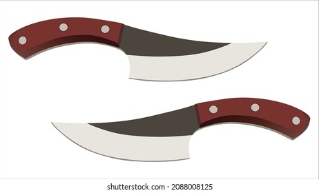 set of two realistic kitchen knife isolated on white background, Vector illustration, chef knife, Cutlery icon set