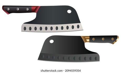 set of two realistic kitchen knife isolated on white background, Vector illustration, chef knife, Cutlery icon set
