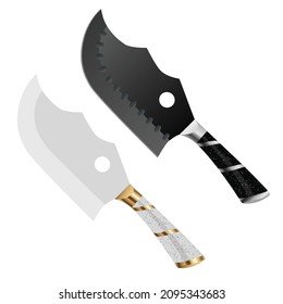 set of two realistic kitchen knife isolated on white background, Vector illustration, chef knife, Cutlery icon set