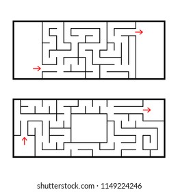 A set of two rectangular labyrinths. An interesting and useful game for preschoolers. Easy puzzle. Simple flat vector illustration isolated on white background
