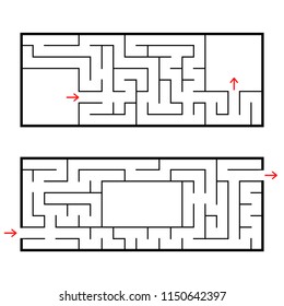 A set of two rectangular labyrinths. An interesting and useful game for preschoolers. Easy puzzle. Simple flat vector illustration isolated on white background