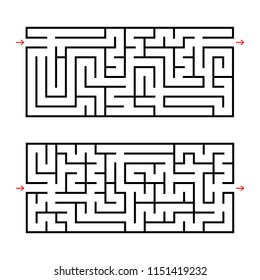 A set of two rectangular labyrinths. An interesting game for children. Simple flat vector illustration