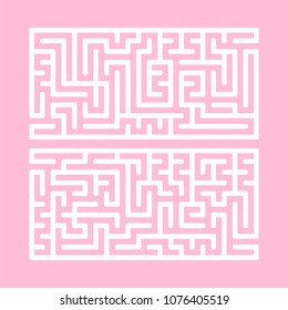 A set of two rectangular labyrinths. A simple flat vector illustration isolated on a pink background. Developmental game for children