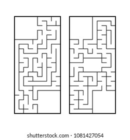 A set of two rectangular labyrinths. Simple flat vector illustration isolated on white background. With a place for your image