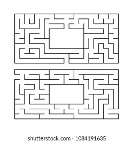A set of two rectangular labyrinths. Simple flat vector illustration isolated on white background. With a place for your image