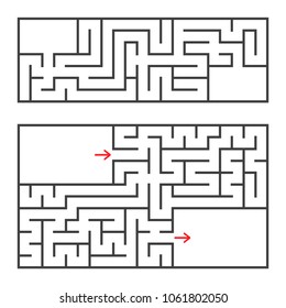 A set of two rectangular mazes with an entrance and an exit. Simple flat vector illustration isolated on white background. With a place for your image