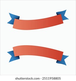 "Set of Two Red and Blue Ribbon Banners - Vector Illustration"