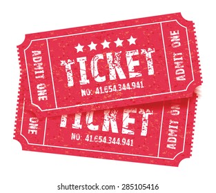 a set of two red tickets