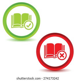 Set of two round icons with image of book