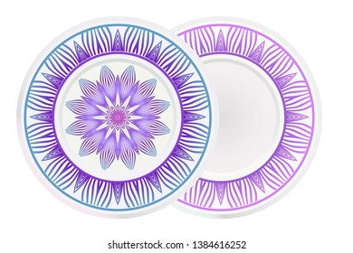 Set of two round ornament with decorative mandala. Vector illustration.