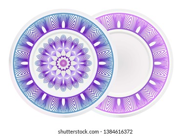 Set of two round ornament with decorative mandala. Vector illustration.