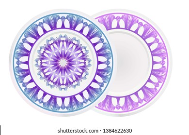 Set of two round ornament with decorative mandala. Vector illustration.