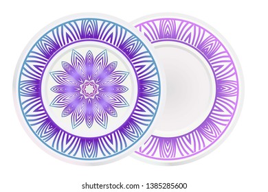 Set of two round ornament with decorative mandala. Vector illustration.