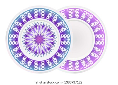 Set of two round ornament with decorative mandala. Vector illustration.