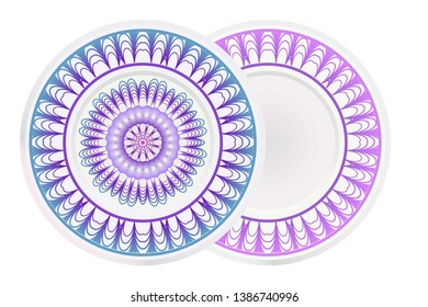 Set of two round ornament with decorative mandala. Vector illustration.
