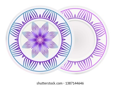 Set of two round ornament with decorative mandala. Vector illustration.