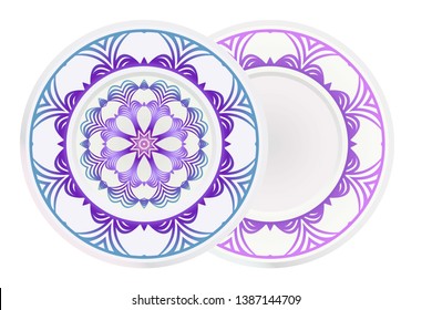 Set of two round ornament with decorative mandala. Vector illustration.