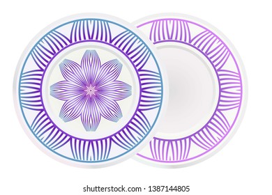 Set of two round ornament with decorative mandala. Vector illustration.