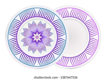 Set of two round ornament with decorative mandala. Vector illustration.