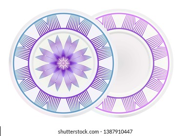 Set of two round ornament with decorative mandala. Vector illustration.