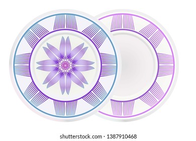 Set of two round ornament with decorative mandala. Vector illustration.