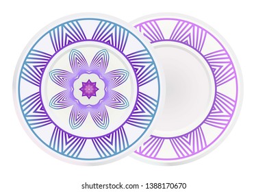 Set of two round ornament with decorative mandala. Vector illustration.