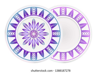 Set of two round ornament with decorative mandala. Vector illustration.