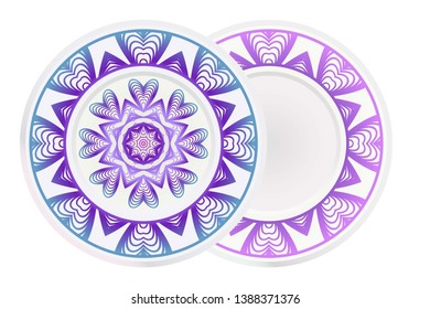 Set of two round ornament with decorative mandala. Vector illustration.