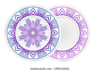 Set of two round ornament with decorative mandala. Vector illustration.