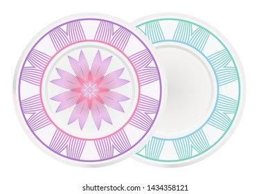 Set of two round ornament. Decorative frame and floral mandala. Arabic, Indian, Motifs. Vector Illustration. For kitchen decoration