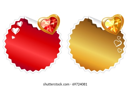 Conjunto de dos pegatinas redondas con corazones