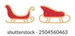 Set of two Santa Claus sleighs. Santa