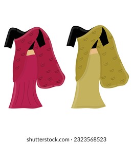 Set Of Two, Saree Vector Illustration